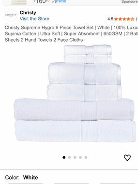 Christy White 6-Piece Bath Sheet Towel Set